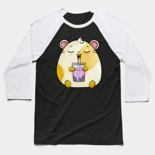 Cute Kawaii Hamster enjoying his Boba Tea Baseball T-Shirt